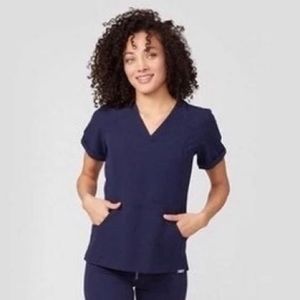 Figs Women’s *Rare* Flores Peplum Scrub Top NAVY - L